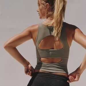 FP Movement by Free People Olive Cutout Back Tank Top